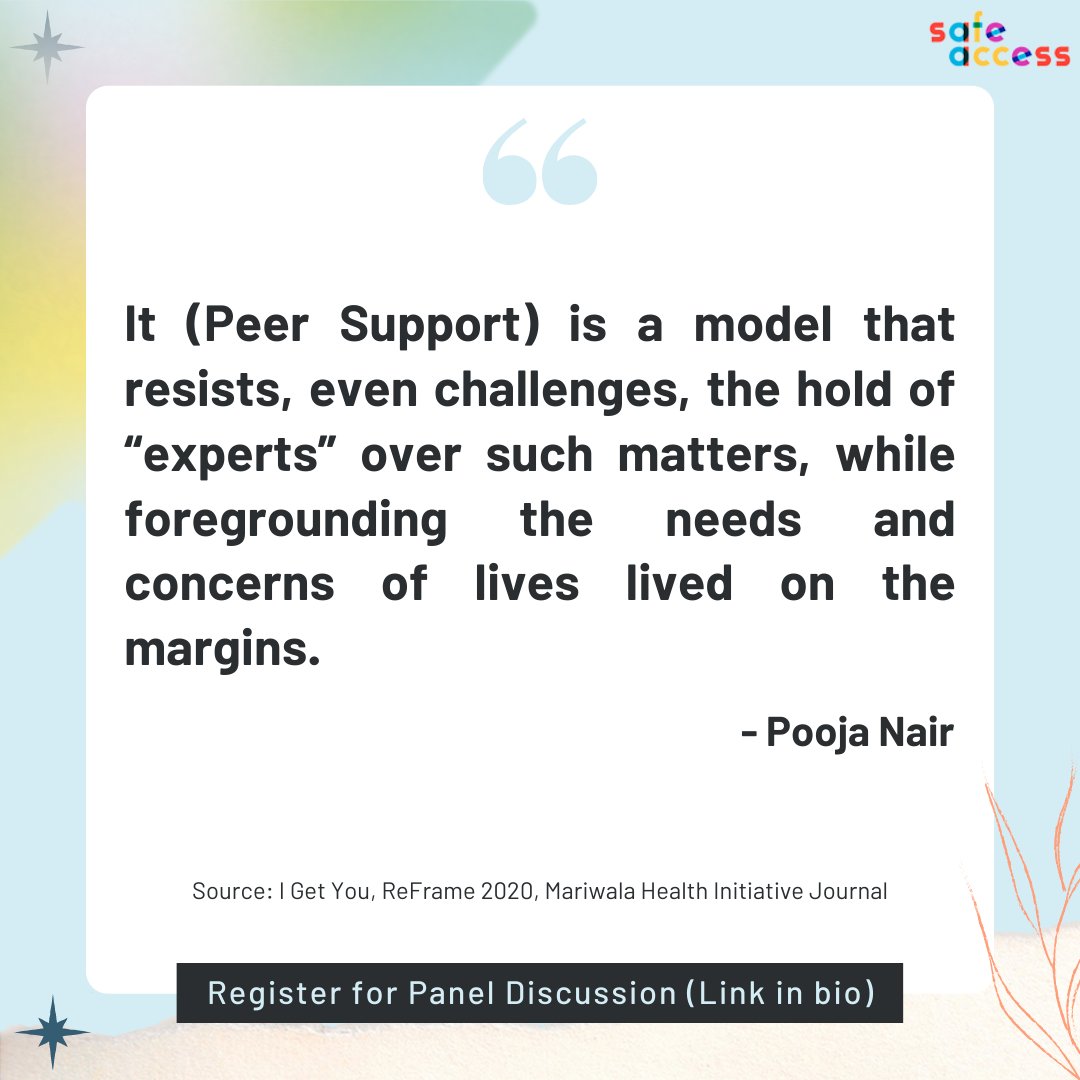 access_safe's tweet photo. This excerpt has been taken from article 'I Get You' written by @poojavnair. It was published in ReFrame 2020, 3rd edition of @mariwalahealth Initiative Journal.
Don't miss this chance to hear Pooja talk more on Peer Support for Queer-Trans* people. 

https://t.co/NYwSBSTMbh https://t.co/5V45MzjxAX