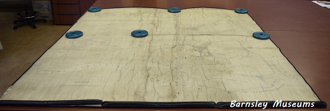 BarnsArchives's tweet photo. #ConservationNightmares The 1822 Barnsley Township map is one of our key early maps. It shows the landscape and individual buildings in incredible detail. In 2019, thanks to a grant from the @BarnsleyMHT we were able to have the fragile township map professionally conserved. https://t.co/AoCZRJ9xWI