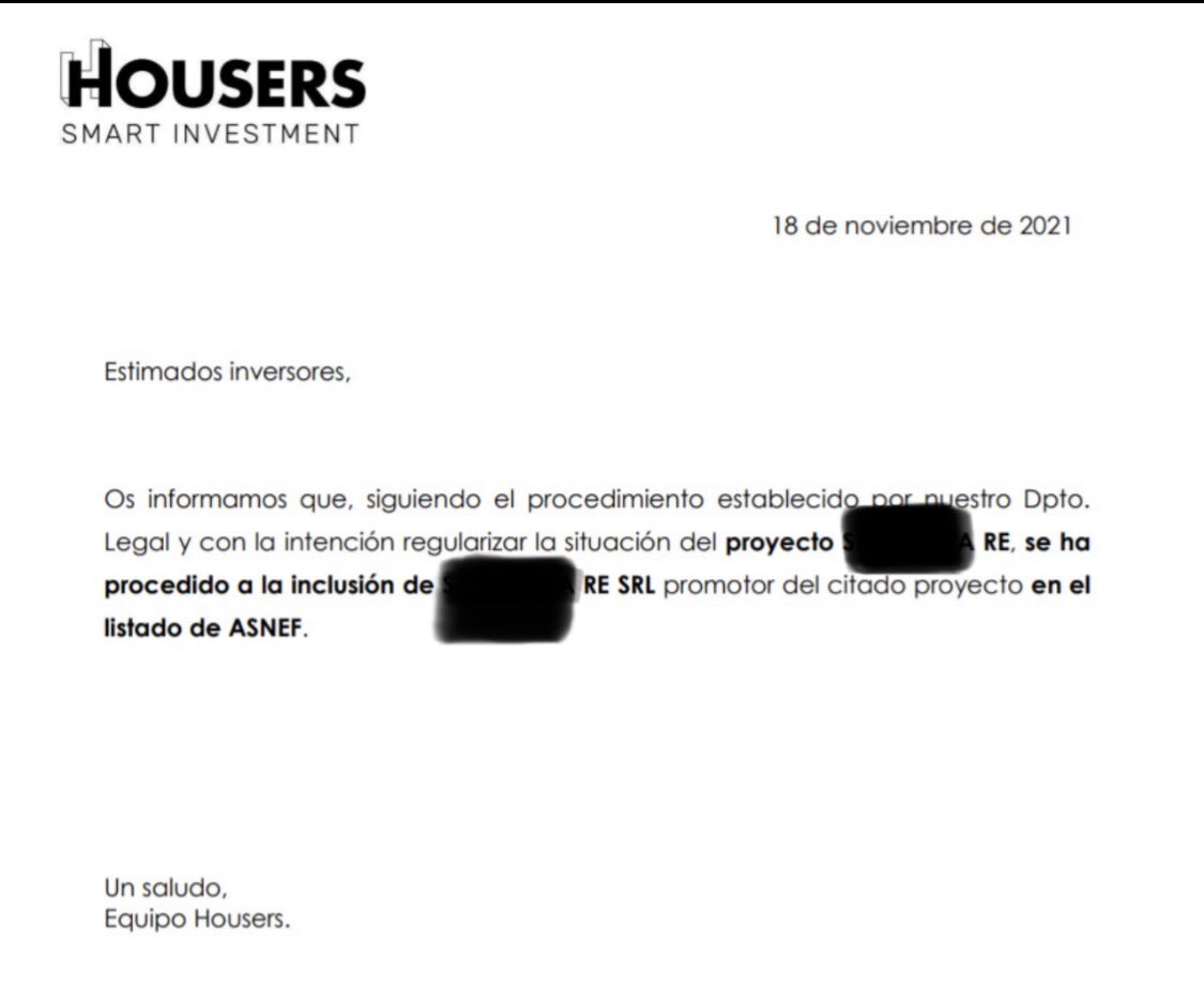 Housers, dudo mucho que a una empresa italiana (o española) le importe demasiado que la incluyáis en ASNEF. Los promotores que presentáis, si acuden a vosotros, es precisamente porque no tienen mucho o ningún crédito disponible en cualquier establecimiento financiero de crédito.