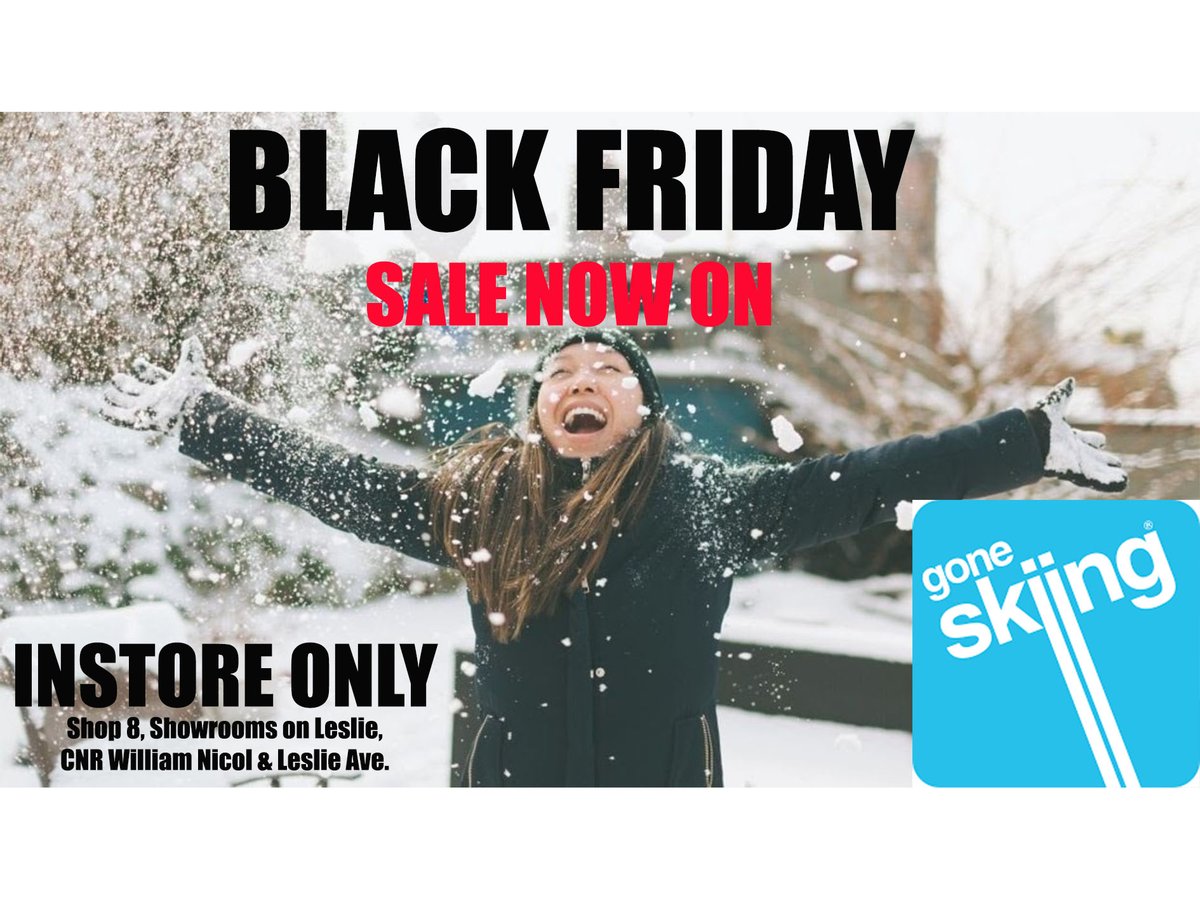 Today is the day! Our Black Friday special begins 😁
 You won't want to miss out on this one 😉
Promotion is only valid instore from Friday, 26 November 2021 - Saturday, 27 November 2021
🌐 goneskiing.com
📍 Showrooms on Leslie, Cnr Wiliam Nicol &amp; Leslie Road, Fourways