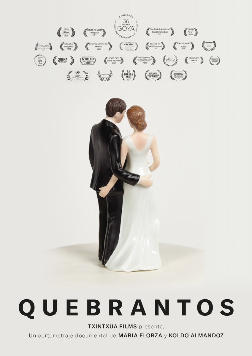 Nuestro cortometraje documental QUEBRANTOS, dirigido por Maria Elorza y Koldo Almandoz y preseleccionado para competir por los <a href="/PremiosGoya/">Premios Goya</a>  2022, se encuentra disponible en el catálogo de <a href="/solaxfilms/">Solax</a>  y se proyectará próximamente en <a href="/HENDAIAFF/">HENDAIAFILMFESTIVAL</a>, Arrasate, <a href="/ccemx/">Centro Cultural de España México</a>.

#quebrantosfilm