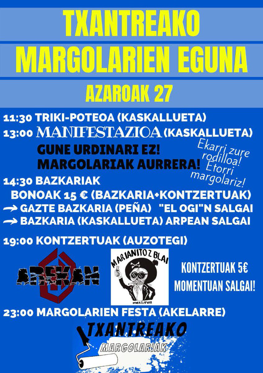 AhotsaInfo's tweet photo. [AGENDA] Txantreako margolarien eguna
📆  Azaroak 27 larunbata
📍 Txantrea 
⏰ 11:30 https://t.co/PCpNks2ZXe