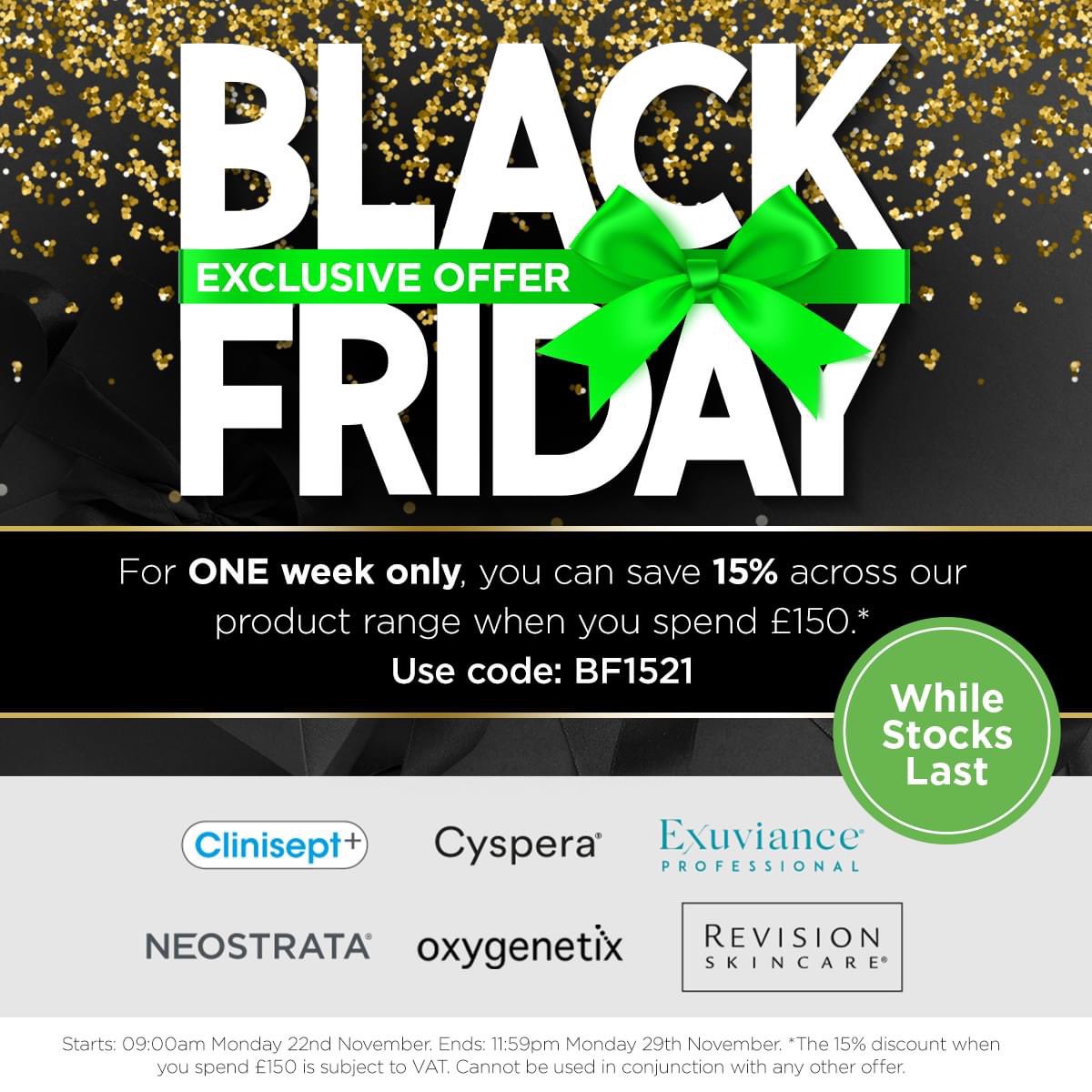 Remember our Black Friday discount code is valid until Monday! 🌿🎁✨

Save 15% across our product range when you spent £150*. Just use code BF1521! 

*The 15% discount when you spend £150 is subject to VAT and cannot be used in conjunction with any other offer.

#AestheticSource