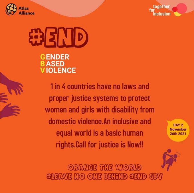 People with disabilities (PWD) are very important individuals in our society. PWD women are oppressed, are suffering silently. in the spirit of #16DaysofActivism2021, we need to speak out to #EndGBV to PWD.
 #16Days #OrangeTheWorld  #KomeshaGBVsasa #KomeshaFGM #KomeshaUkatili YA