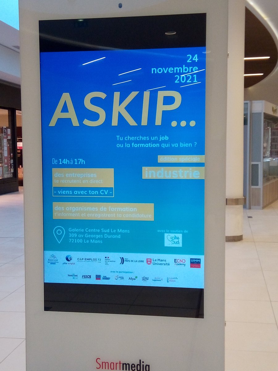 anne_manach's tweet photo. Pôle emploi était présent auprès d'entreprises, de centres de formation et de partenaires dans le cadre de la #semaineindustrie. ASKIP organisé par le CLEFOP le 24 Nov. au Mans. @poleemploi_PDL @AlexandreThieu3 @NellyBertonnier @GaellePatronPE https://t.co/xxCYH7Wb8g