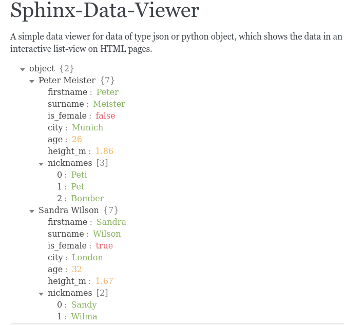 DanWos's tweet image. Just released a new Sphinx extension:
Sphinx-Data-Viewer
sphinx-data-viewer.readthedocs.io/en/latest/

Use it to show json-data as list-view in your HTML documentation.
Makes it more simple to understand data structures instead of using the good old code-block.
#sphinxdoc #docsascode