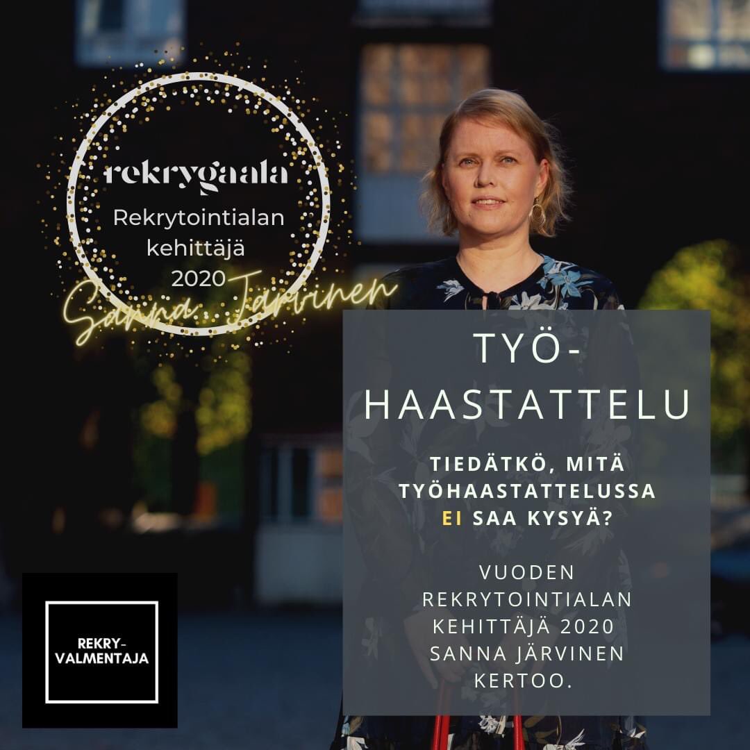 rekryvalmentaja's tweet photo. Tiedätkö, mitä työhaastattelussa ei saa kysyä? Lue Rekryvalmentajan blogista kielletyistä työhaastattelukysymisistä.
https://t.co/yg3kiFsZlt
Jos haluat treenata työhaastattelua varten, meillä se onnistuu! 
#työhaastattelu #työpaikka #rekrytointi #valmennus #rekry https://t.co/2BJJYLbWic