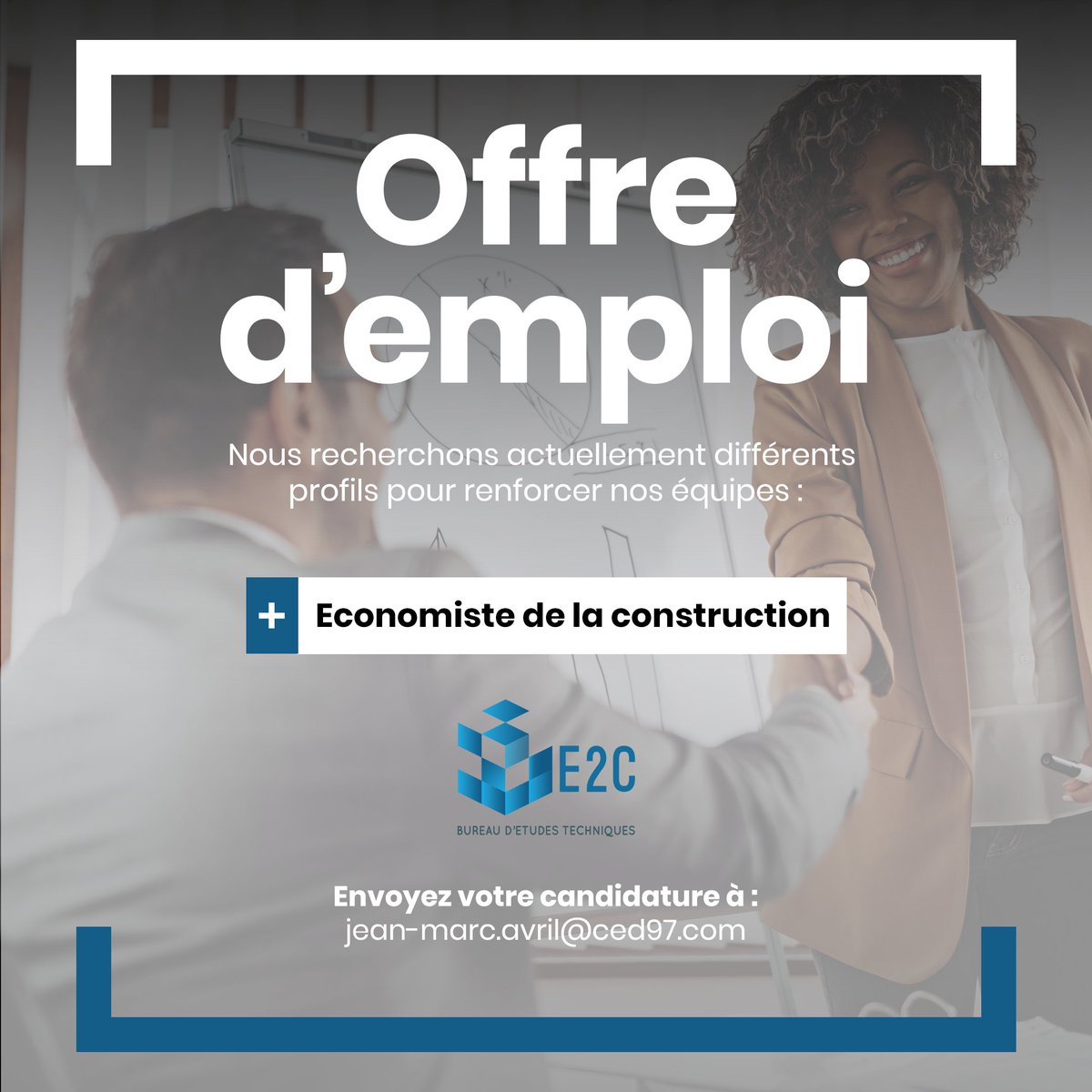 GroupePLEIADE's tweet photo. E2C Guyane, bureau d'étude technique recherche pour renforcer son équipe un(e) Economiste de la construction.

Pour plus d'informations sur le poste, cliquez sur le lien suivant : https://t.co/rCXz818c1u

#offredemploi #emploiguyane #jobguyane #btpguyane #recrutement #e2cguyane https://t.co/rFMCehAAfC