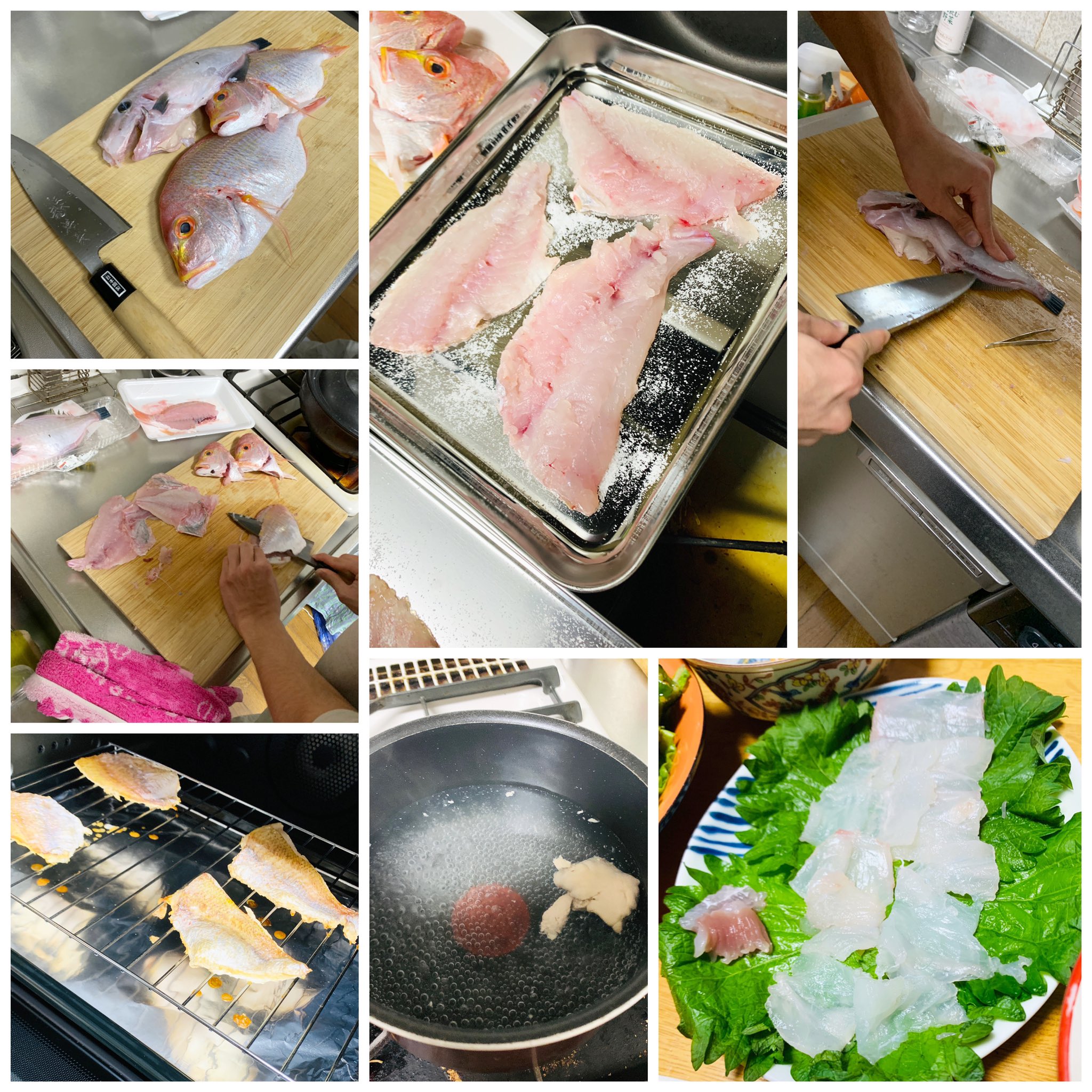 あっちゃん チキガリ 音楽は笑顔の源 最近は息子の仕事になりました 魚の捌き方 連子鯛 塩焼き ウマヅラハギ 刺身 肝醤油 T Co Row2xx6cty Twitter