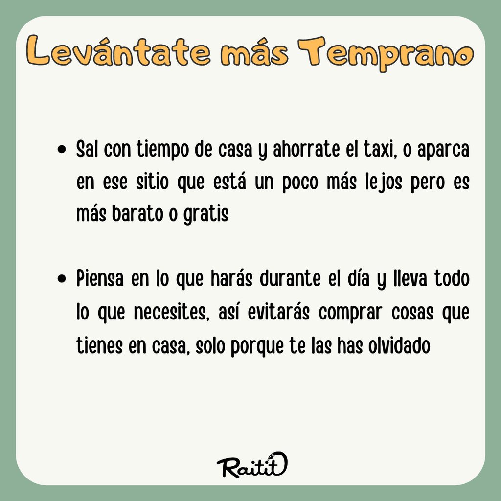 A_P_Rodriguez's tweet photo. Si aprendemos a gestionar nuestro tiempo podemos ahorrar dinero en esas cosas que gastamos por no haber sido previsores o por salir de un apuro.
¿Qué otras maneras de gestionar mejor tu tiempo para ahorrar dinero se te ocurren?
#educacionfinanciera #finanzaspersonales #raitit https://t.co/IUAOrK8p6O