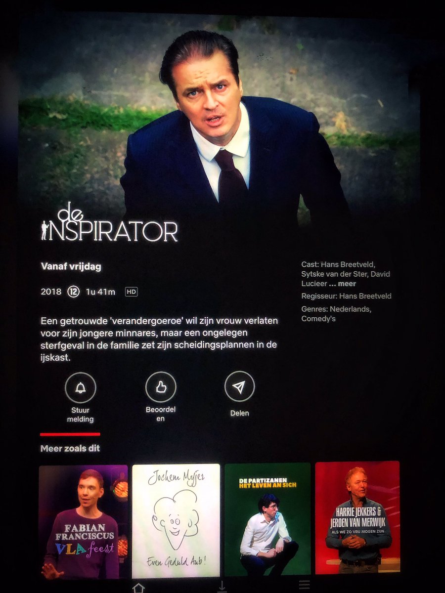 Beste filmvrienden! 
Deze week kregen we een mooi bericht van onze distribiteur Alex ter Beek :  The Inspirator is in de US op diverse platformen beschikbaar Daarnaast is de film ook opgenomen in een speciale contentactie van Netflix. #verandermanagement #zingeving #leergang