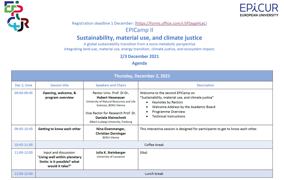 StefanPauliuk's tweet photo. Join us (online) for a 2 day workshop on >>Sustainability, material use and climate justice<< (Dec 2+3), featuring platforms for #ECR and input by @JKSteinberger @CitiesGuy Helmut Haberl, @KlausHubacek &amp; more!
See homepage and screenshot:
https://t.co/cQoKjiXDow
@EpicurAlliance https://t.co/AYrIiahyQQ