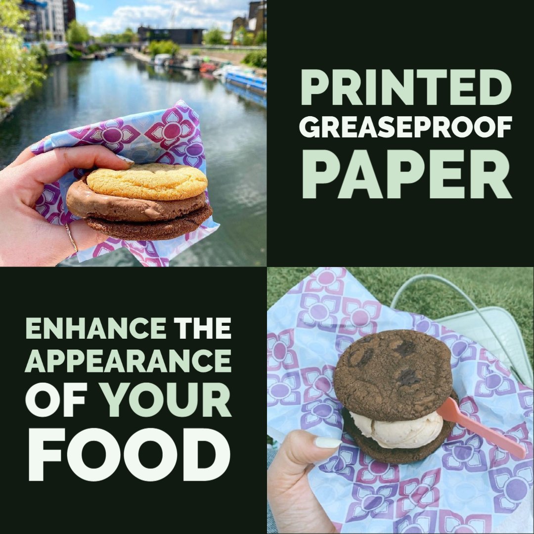 SarcinaPKG's tweet photo. Printed Greaseproof Paper helps promote your business on social media in customer photos. Here’s an example of some paper we produced for @RubyVioletIces
Available to buy online now https://t.co/Anl2aTN5ze 👍 #sarcinapkg #branding #packaging #greaseproofpaper https://t.co/uNbDnitEi3