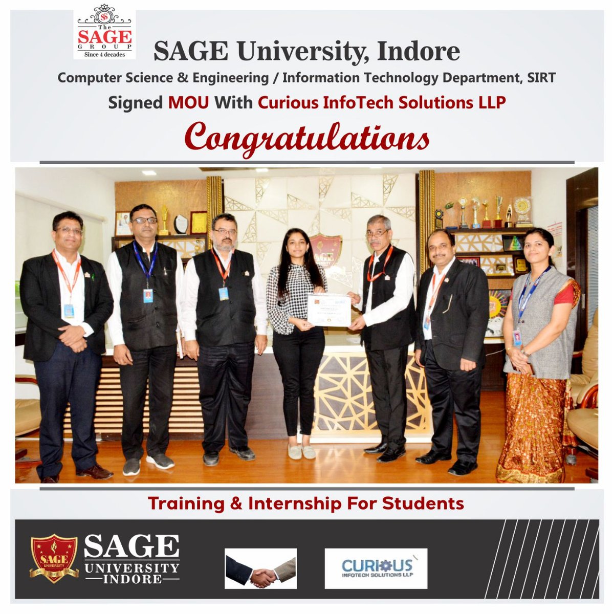sagecseit's tweet photo. We are Happy to announce that Computer Science and Engineering/IT department, SIRT Sage University, Indore has signed MOU with Curious InfoTech Solutions LLP.#Thesage #CSE/IT Dept. #SIRT#SAGEUNIVERSITYINDORE #SIRT #SIRTS #SIRTE #SUB #SIS #SIRTP #SIRTSP #SAGEUNIVERCITYBPL https://t.co/ScmDTJQXX6