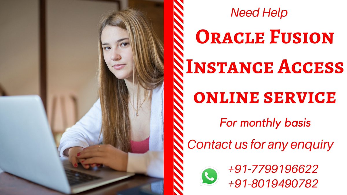 smcindia's tweet photo. Oracle Fusion Instance Access online Service
Contact:91-7799196622
Whatsapp:91-8019490782 https://t.co/CvxUquI13Y