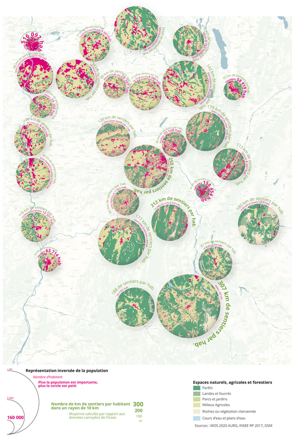 BorisMericskay's tweet photo. Une carte très originale sur l'expérience de la #proximité qui combine Population / Sentiers de randonnées et Modes d'occupation ! @KarineHurel @AgenceUrbaGre 

➡Version HD > https://t.co/LQJgaMp0vr https://t.co/0UD2mL34lF