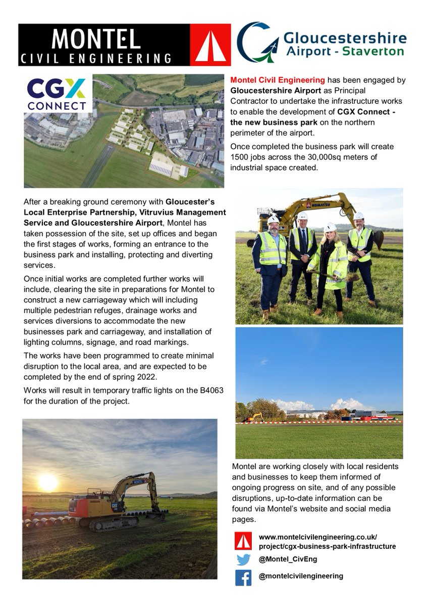 Montel_CivEng's tweet photo. Our project for @GlosAirport new CGX Business Park is coming along, here is some up to date information. https://t.co/BeFkb0rO1p