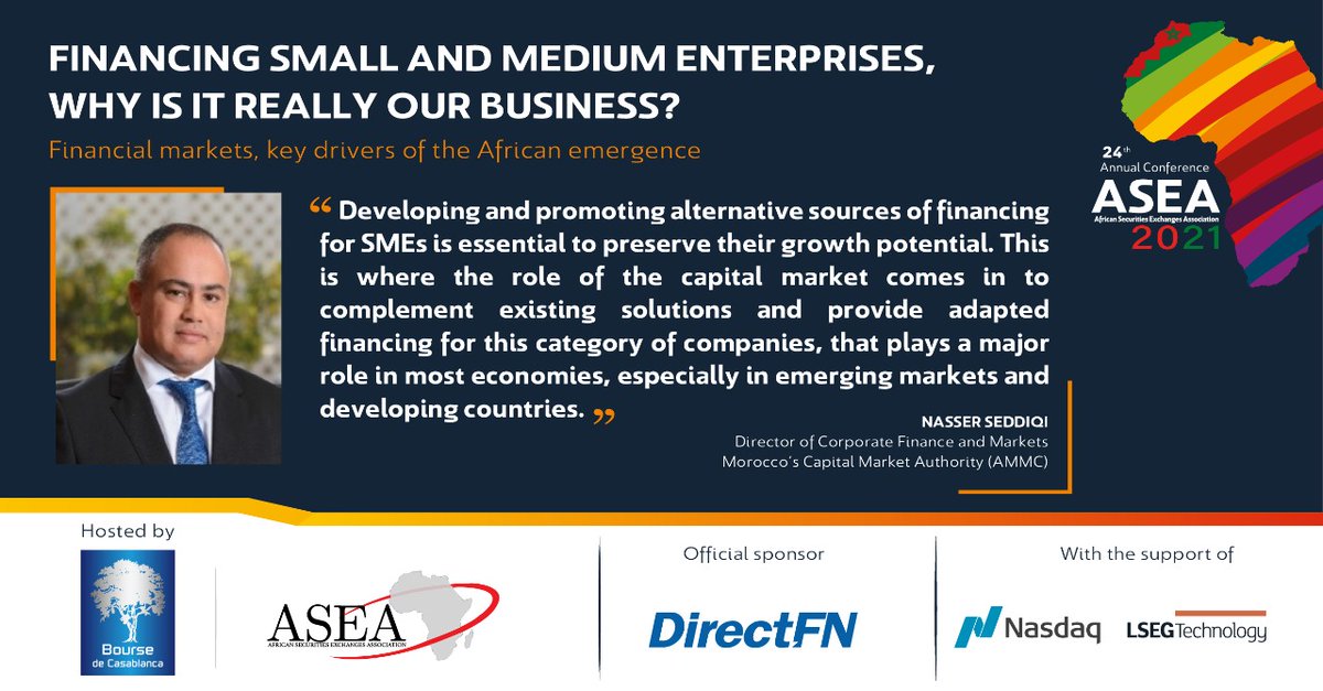 #24th_Annual_ASEA_Conference-5th panel: A highlight from the intervention of <a href="/SeddiqiNasser/">Nasser Seddiqi</a>, Director of Corporate Finance and Markets, <a href="/AMMC_News/">AMMC</a> on #Financing_Small_and_medium_enterprises, why is it really our business?