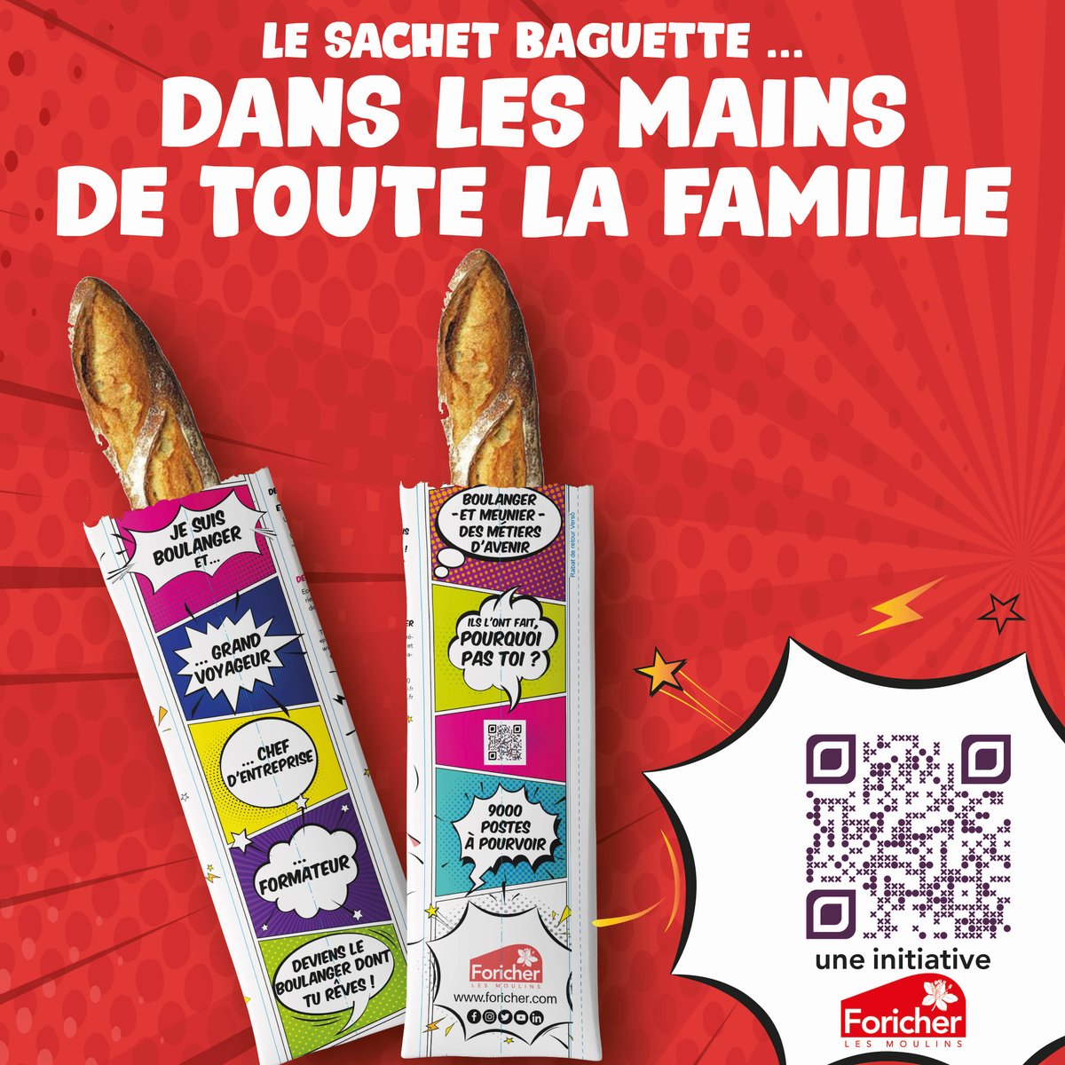 #BOULANGER, #MEUNIER, DES METIERS D'AVENIR !"
boulangerunmetierdavenir.foricher.com 
Des messages positifs et impactants grâce au sachet baguette et au site mobile dédié !
Rejoignez le mouvement ! 
#foricher #apprentissage #unmetierdavenir #1jeune1solution