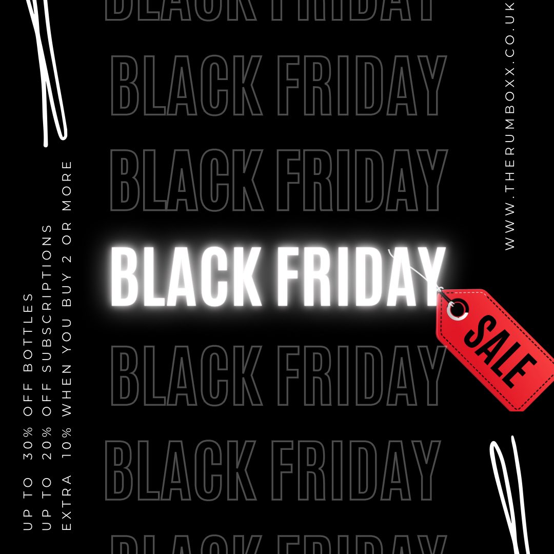 therumboxx's tweet photo. 🚨Black Friday Sale🚨

Up to 30% off rums &amp; an additional 10% if you’re buying two or more!

#rumsale #BlackFriday https://t.co/90E4szWSNQ