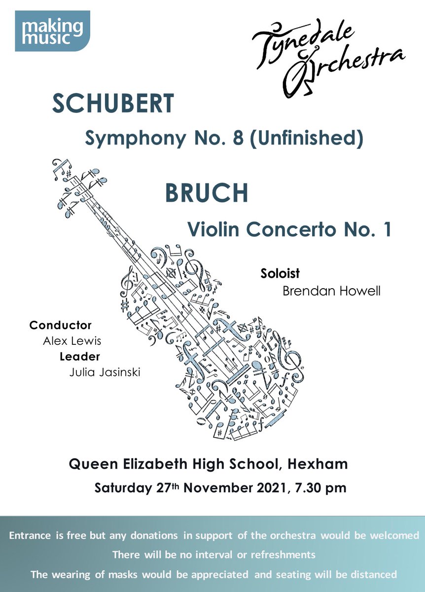 Very excited about our concert tomorrow evening. Our fantastic soloist Brendan Howell will be performing the Bruch Violin Concerto.