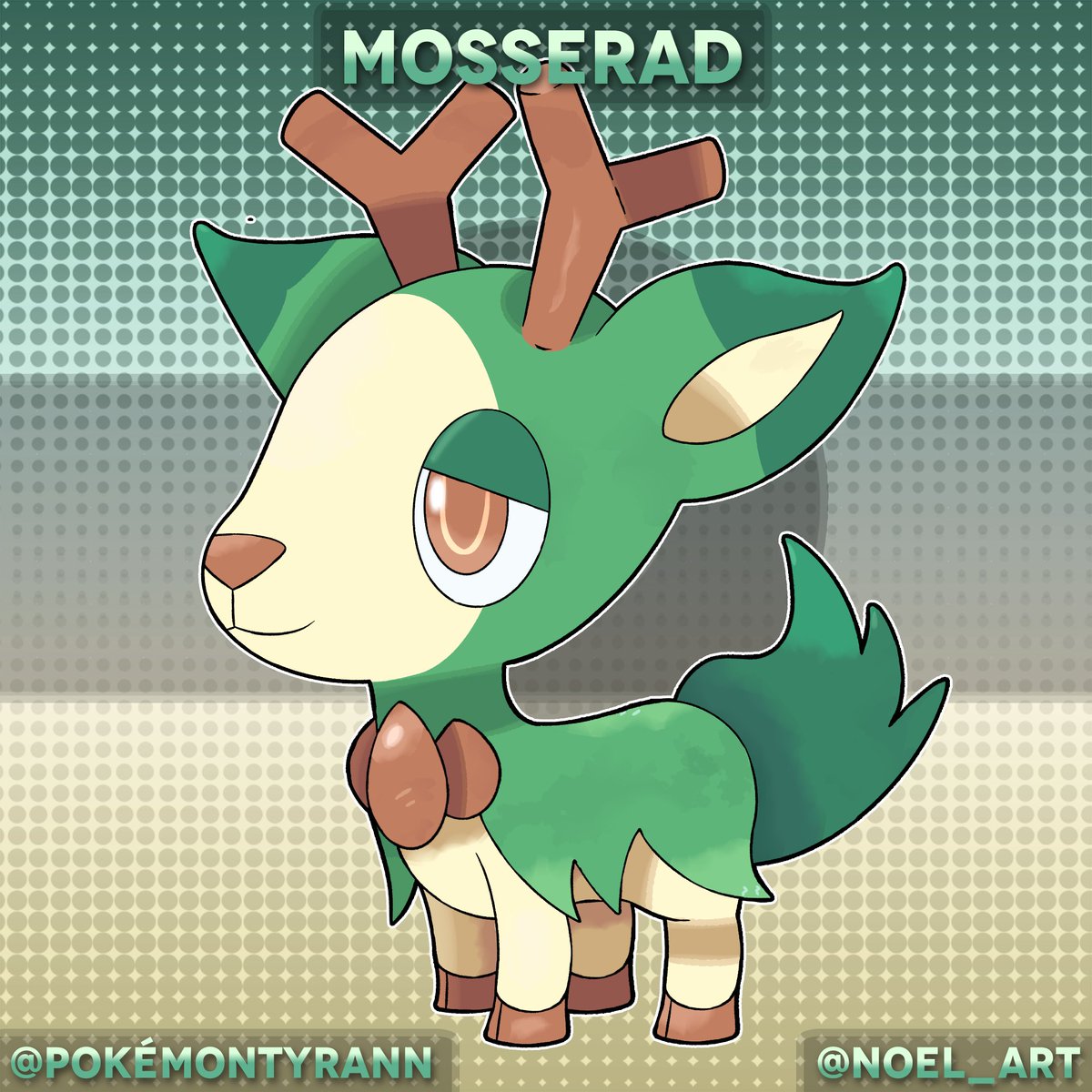 PokemonTyrann's tweet photo. Si bien, no se llegó a la meta esperada he de decir que hay mucha ilusión en enseñarlo ¡Y aquí está!

El pequeñín se llama Mosserad, y será uno de los tres Fakemon iniciales para iniciar tu aventura. 🍃

¡MG ❤️y RT🔁 para apoyar!

#Pokémon #PokéFanNews #Fangame #Fakemon #art https://t.co/1aSONoF7AN