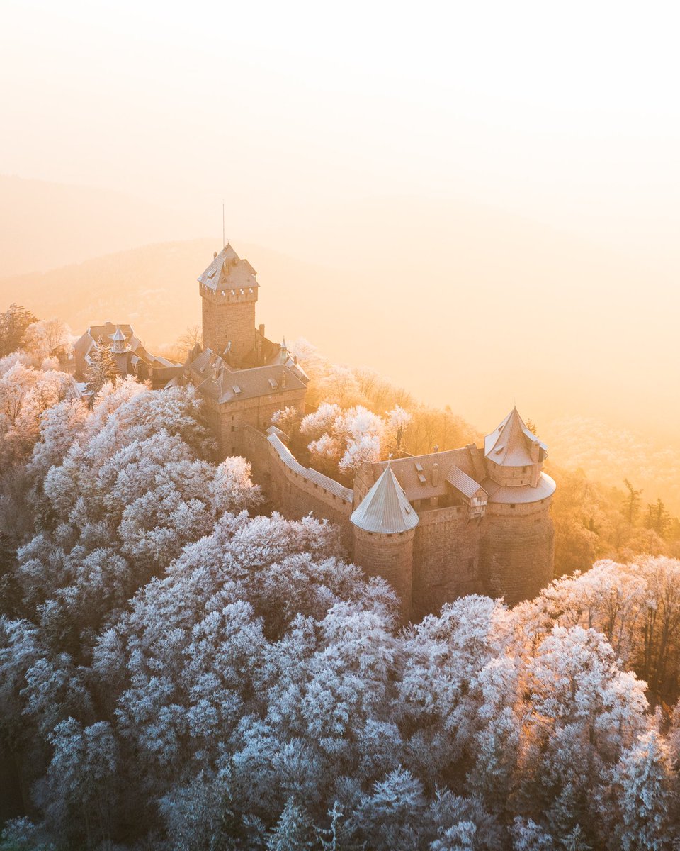 CedricSchell's tweet photo. Le château du Haut-Kœnigsbourg recouvert de givre et illuminé pas le soleil levant. https://t.co/Frp4qndBvi