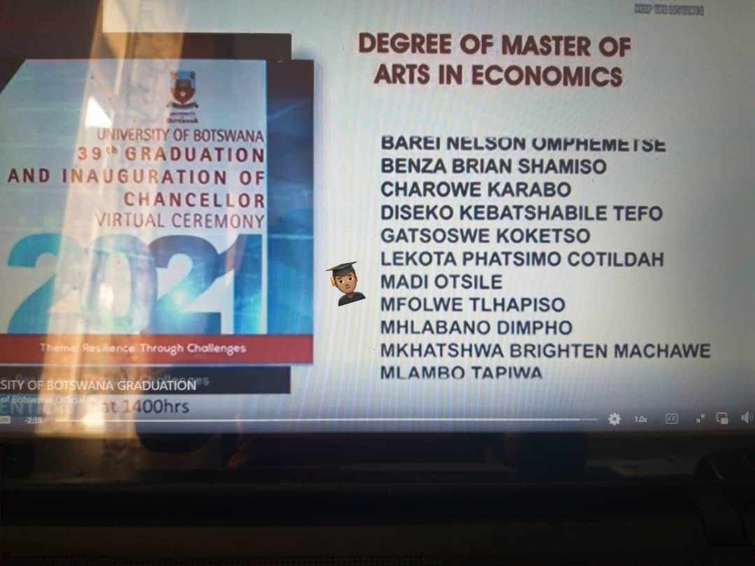 Tuduetso_Madi's tweet photo. My big brother Otsile Madi is graduating with a Degree of Master of Arts in Economics today ππ₯Ίπ₯³β€οΈ I am so happy I could cry! #UBGraduation2021 https://t.co/32xuygQlzc