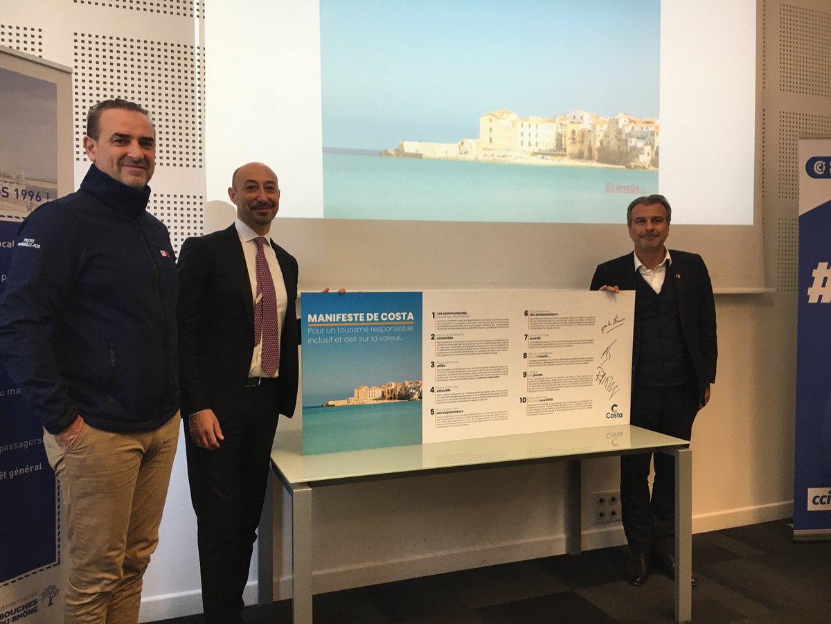 [En direct] Le <a href="/MPCruiseClubOff/">Cruise Marseille Provence</a>, la <a href="/CCI_AMP/">CCIAixMarseilleProvence</a> et <a href="/costacroisieres/">Costa Croisières</a> signent un manifeste pour un tourisme plus durable 
<a href="/costacroisieres/">Costa Croisières</a> fait part de sa volonté de «s’impliquer davantage dans le territoire marseillais »