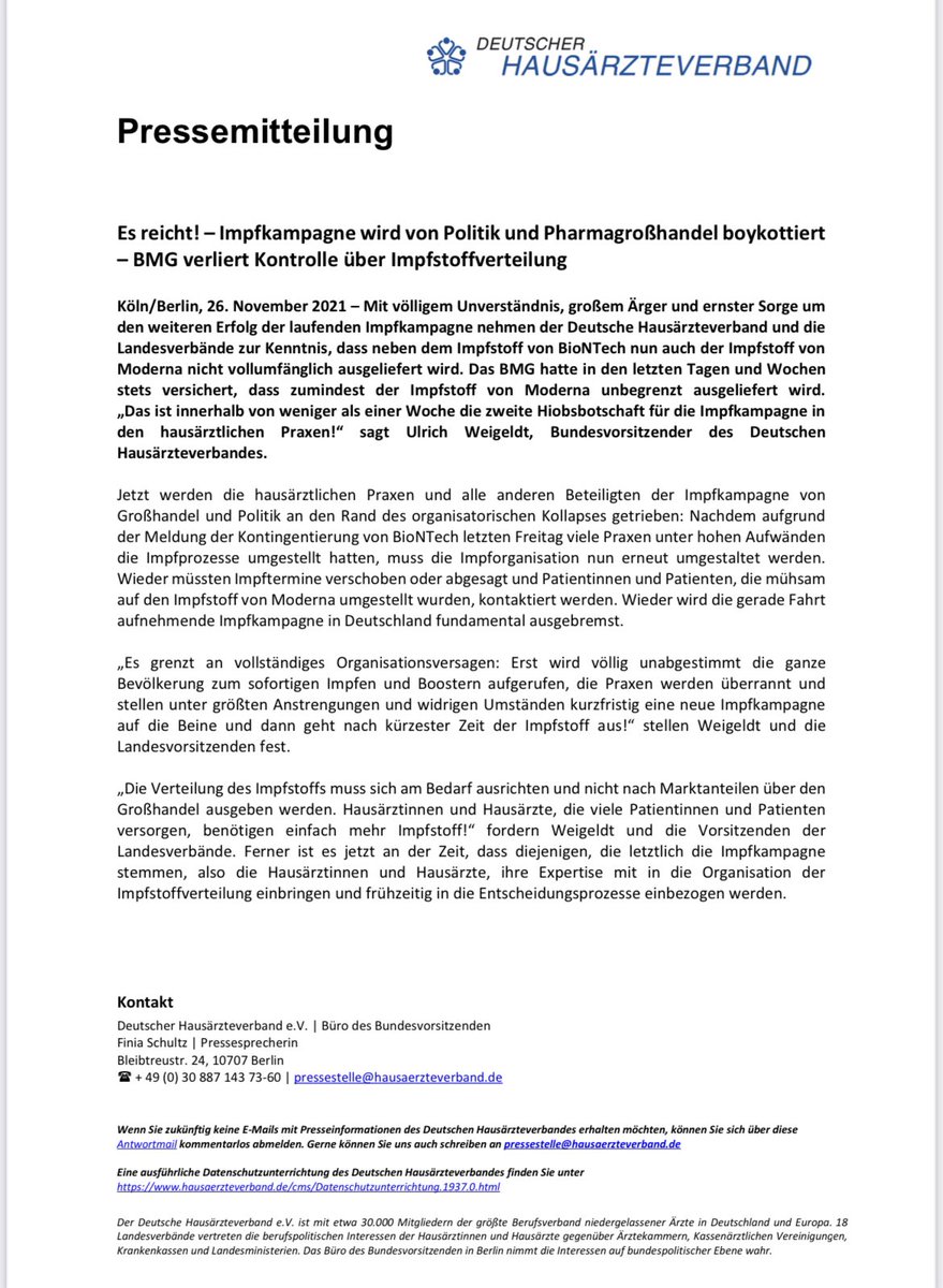 Alle Landesverbände der Deutschen Hausärztinnen und Hausärzte informieren Öffentlichkeit über erneutes Organisationsversagen in der Impfkampagne  <a href="/HausaerzteBay/">Bayerischer Hausärzteverband</a> <a href="/KV_Bayerns/">Kassenärztliche Vereinigung Bayerns</a> <a href="/BLAEK_P/">BLÄK</a> @hausaerzteverb
