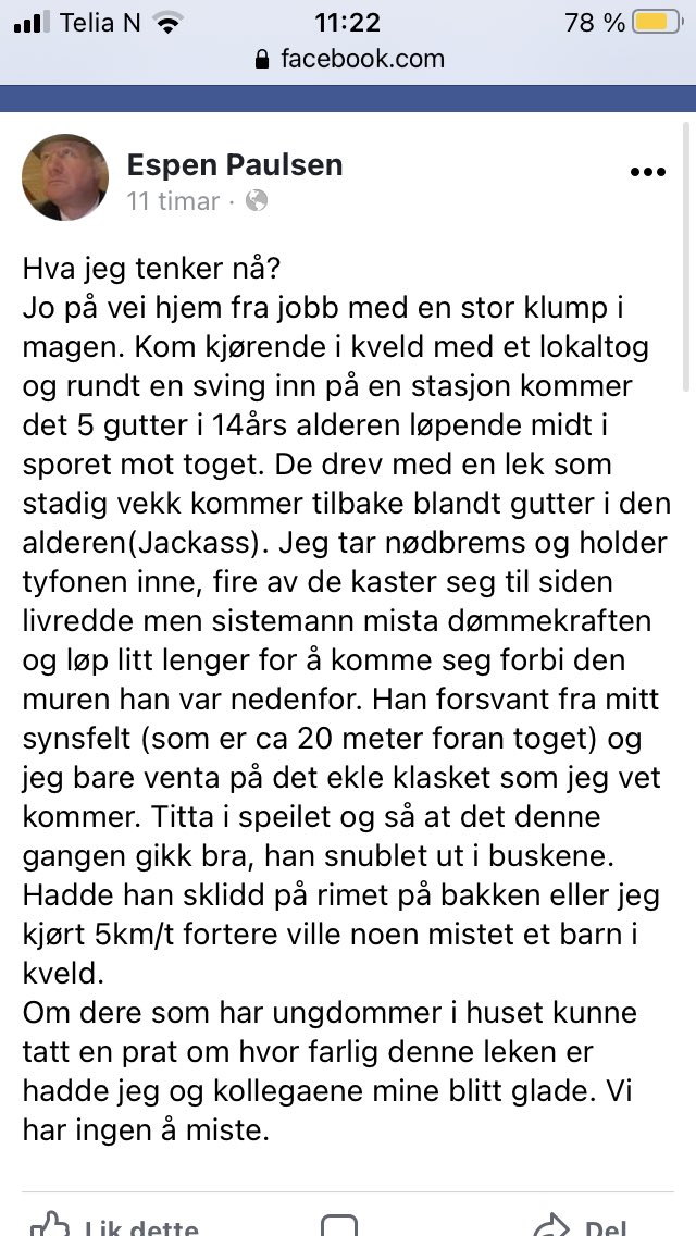 loktvillingane's tweet image. Å køyra på barn i sporet er ein lokomotivførar sitt største mareritt. Snakk gjerne med barna dine om dette 👇🏽