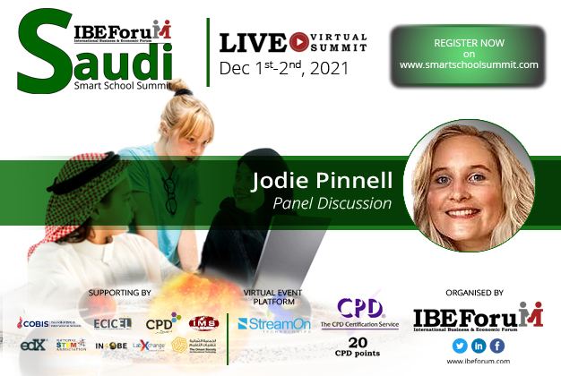 #IBEForuM is happy to welcome Jodie Pinnell on board as our official SPEAKER for the SMART SCHOOL SUMMIT – SAUDI ARABIA.

For more details, kindly log onto smartschoolsummit.com

#smartschoolsummitsaudiarabia
#saudinationalvision2030
#saudification
#SSSSausdi