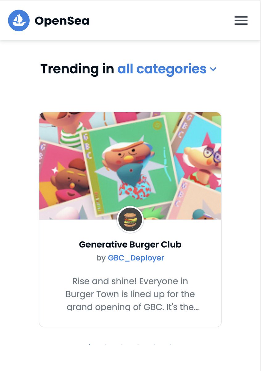 GBC (@genburgerclub) on Twitter photo 🙏🍔 Burgerers starring in <a href="/opensea/">OpenSea</a> front page 💜 🙏🍔 Burgerers starring in <a href="/opensea/">OpenSea</a> front page 💜