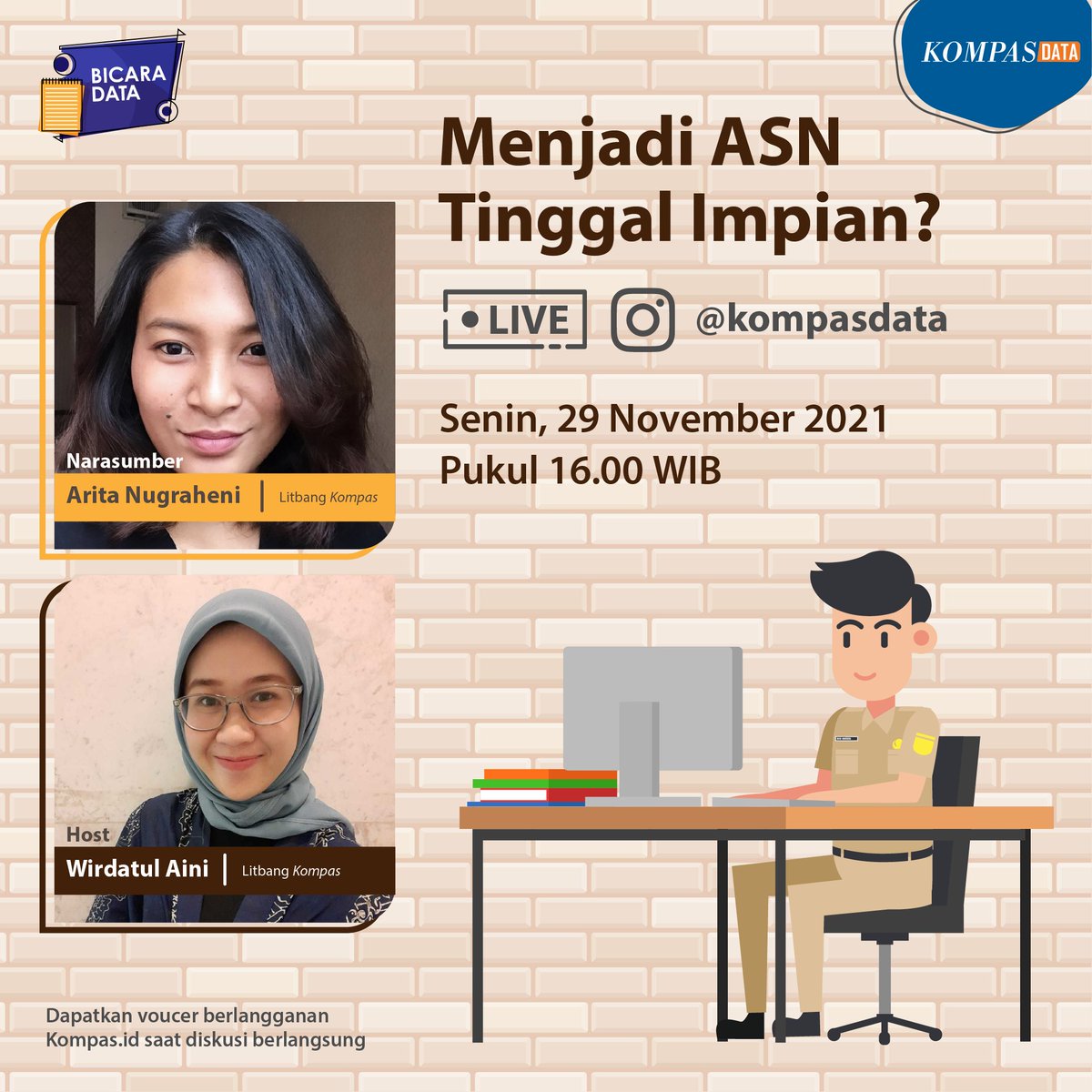 KompasData's tweet photo. Peluang menjadi ASN juga semakin kecil di tengah kebutuhan yang menurun. Komposisi ASN masih dinilai gemuk sejak moratorium 2015.
Simak diskusinya dalam IG Live #BicaraData #LitbangKompas
Senin, 29 November 2021 Pukul 16.00 WIB di IG @KompasData
https://t.co/zldr8U6NJR https://t.co/PYUwz0b3me