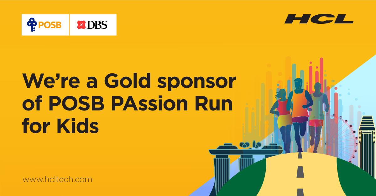 hcltech's tweet photo. HCL Technologies supports the 13th POSB PAssion Run for Kids 2021, organized by @posb and @PAFrenz and co-organized by @dbsbank.
 Run for a good cause. Run for kids!
 We are glad to be associated with DBS Bank. Read more: https://t.co/MvdPtVxUxa
 #POSBPAssionRun #RunForKids https://t.co/Vs9ekJIRrR