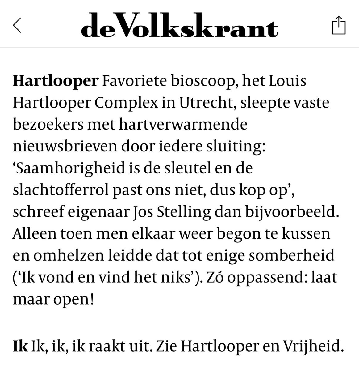 Een mooie shout out naar LHC en <a href="/Jos_Stelling/">Jos Stelling</a> van <a href="/volkskrant/">de Volkskrant</a> verslaggever <a href="/Oostveenm/">Margriet Oostveen</a>. Dank!