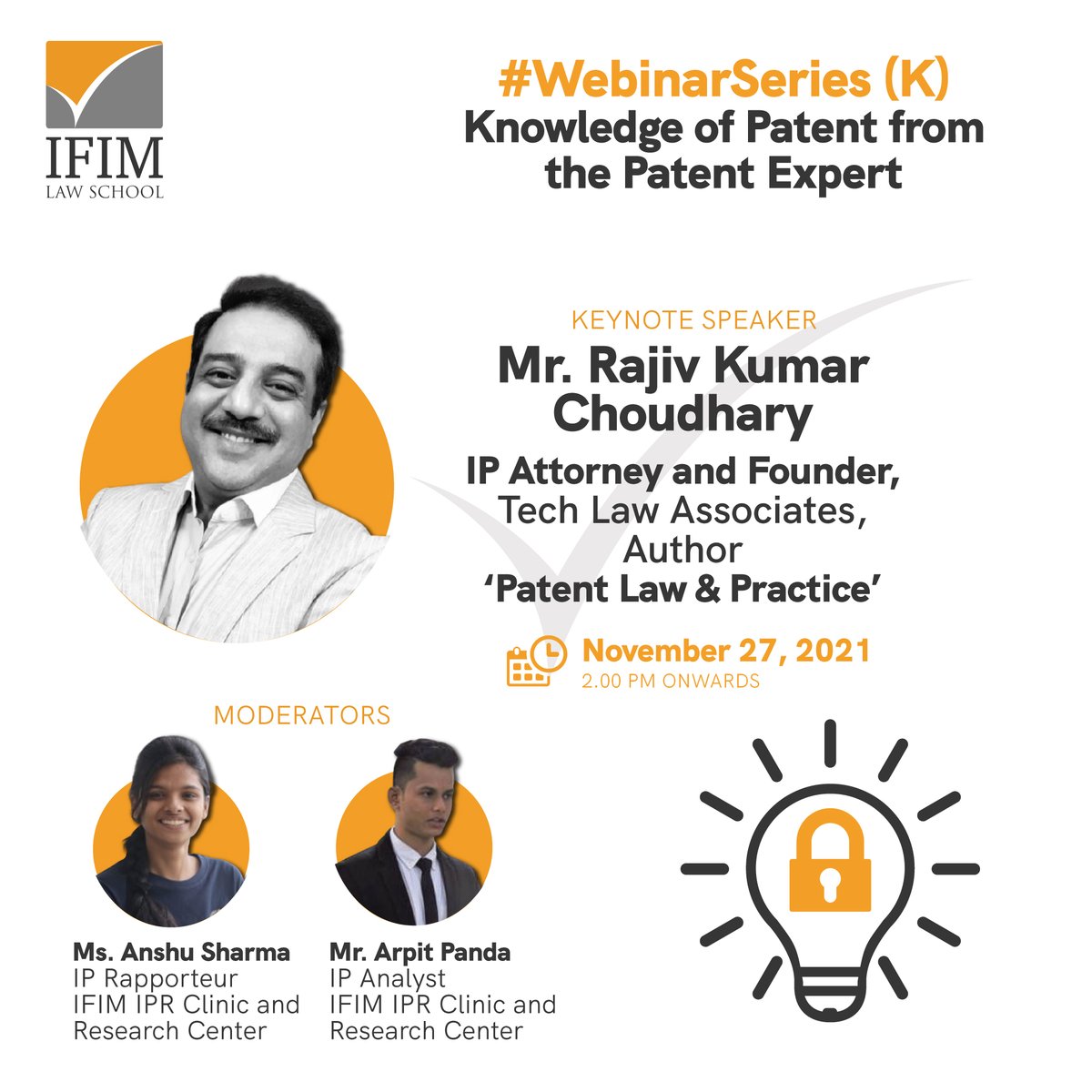 IFIMLawSchool's tweet photo. IFIM IPR Clinic and Research Center extend gratitude to Mr. Rajiv Kumar Choudhary for his expert contributions to the IP fraternity.

https://t.co/p8IDewHkkw https://t.co/gjUdRlZRrF