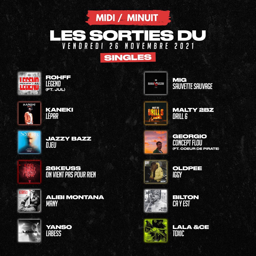 🆕 Les sorties projets/singles du vendredi 26 novembre.
