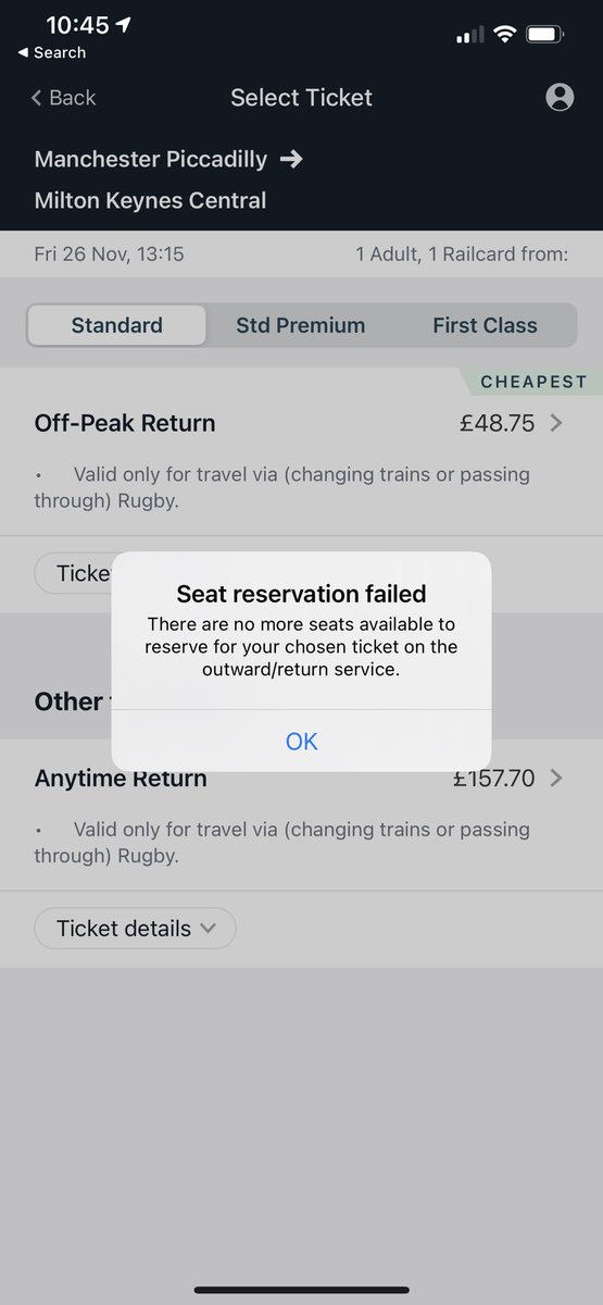 jamietaylor__'s tweet photo. @AvantiWestCoast hello trying to book a train for this afternoon MAN to MKC but I’m getting this error on the app and the site - I’m fine without a seat reservation but it won’t let me continue to book, can you help? https://t.co/44VhMMxQr1