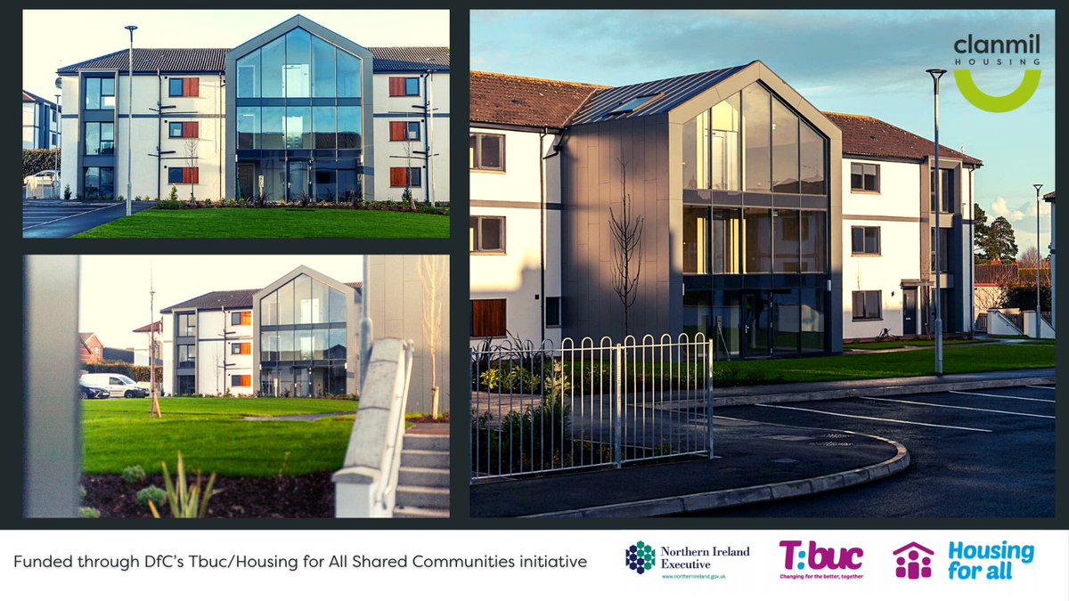 ClanmilHousing's tweet photo. We were delighted to hand over new #homes at the refurbished Glenwhirry Court yesterday.
18 new apartments have been completed as part one of this shared neighbourhood.🔑 #Clanmil #SharedCommunities #HousingForAll #HomesForNI #NewHomes #achievetogether https://t.co/TG4qqrU9aQ