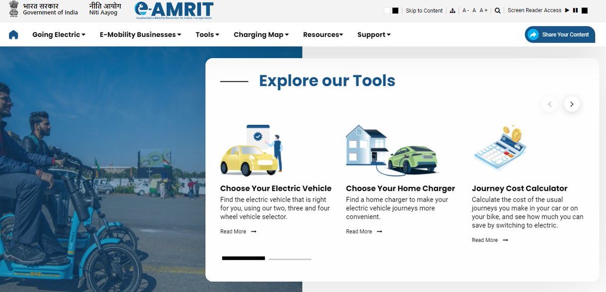 teriin's tweet photo. The interactive web portal is a “one-stop webspace” for promoting #Electricmobility awareness in India. The design of #eAMRIT is based on user-driven stories giving a tailored experience for each stakeholder in #EV ecosystem.
Access the portal here: 👉https://t.co/ARuIIqP421 https://t.co/wLfTbn7R0j