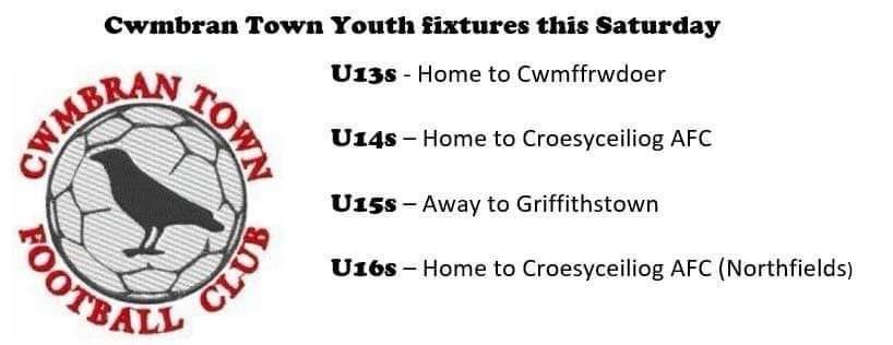CwmbranTown's tweet photo. Town’s youth fixtures this weekend👇

Best of luck #MiniCrows 👏 https://t.co/9n3oyaKwCK