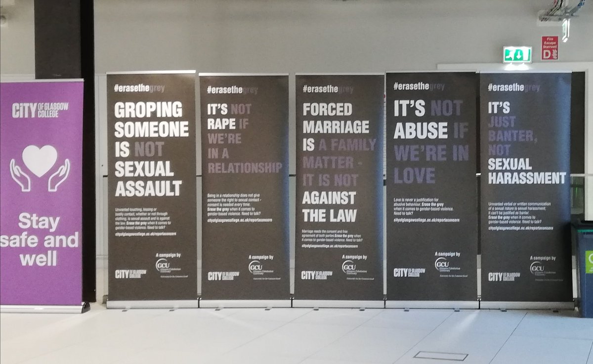 Spotted <a href="/lejmcmillan/">Professor Lesley McMillan FRSE</a> 's #erasethegray campaign at <a href="/CofGCollege/">City of Glasgow College</a>
<a href="/GCUerasethegrey/">GCU Erase the Grey</a>
Brilliant to see the College and GCU collaborating for such important matters.