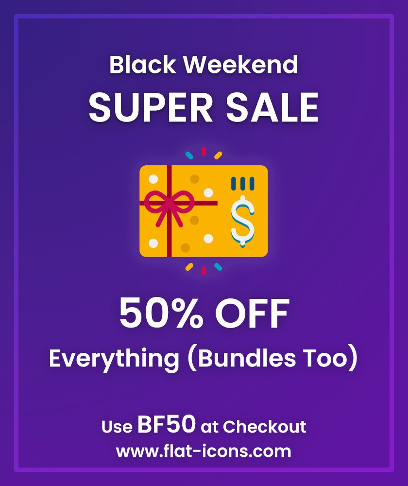 flat1cons's tweet image. Want some pretty-looking icons, illustrations, or animations?
Everything&apos;s 50% off till Monday (even the bundles).
Visit flat-icons.com to learn more. #BlackFridayDeals #CyberMonday2021 #BlackWeekend
