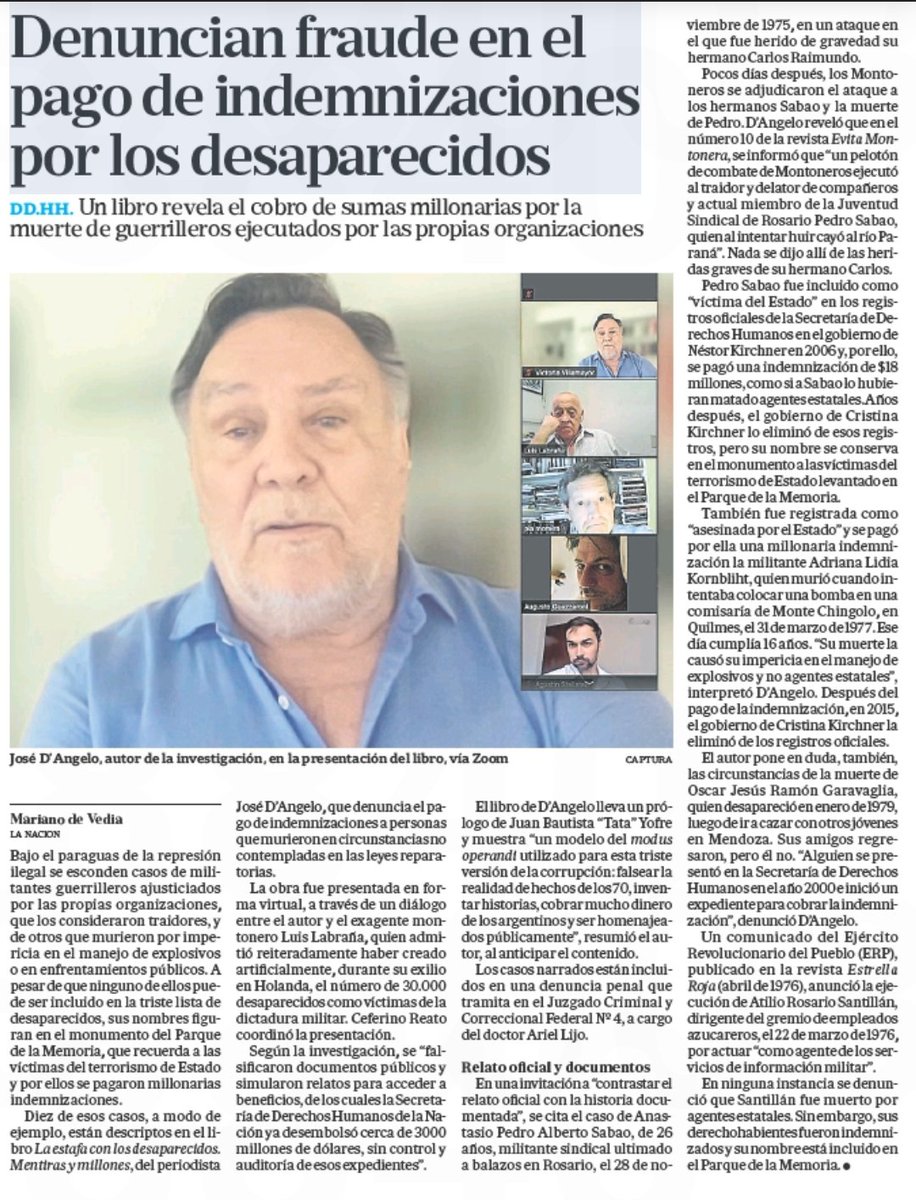 MarucaM10's tweet photo. 🗞 Denuncian casos fraudulentos en el pago de #indemnizaciones por desaparecidos. #DDHHsa
🔹️presentación del libro de José D’Angelo junto a @ceferinoreato y Luis Labraña.
🔹️El autor, que dedicó su libro a la recientemente fallecida Jovina Luna 🥰
https://t.co/1BwJHXCjYp https://t.co/mpHkAmc1aM