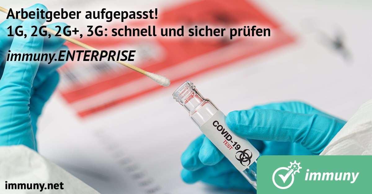 #immuny.ENTERPRISE ist die skalierbare Plattform für Unternehmen jeder Größe, mit der effizient die Übersicht gewahrt wird, dass Mitarbeiter, Kunden und andere Besucher negativ auf #COVID-19 #getestet wurden, bevor sie Ihr Gelände betreten.

immuny.net/enterprise