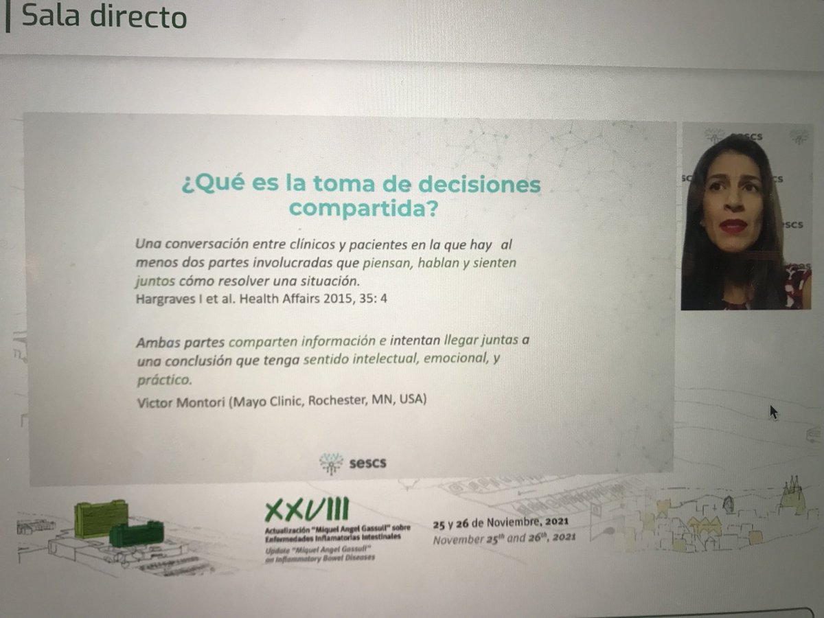 FiorellaCanete's tweet photo. Toma de decisiones compartidas con pacientes con EII: una conversación entre clínicos y pacientes para una toma de decisiones compartidas #MAG21 @IBDcanruti por la Dra. Lilisbeth Perestelo-Pérez https://t.co/KAg8kGXCNU