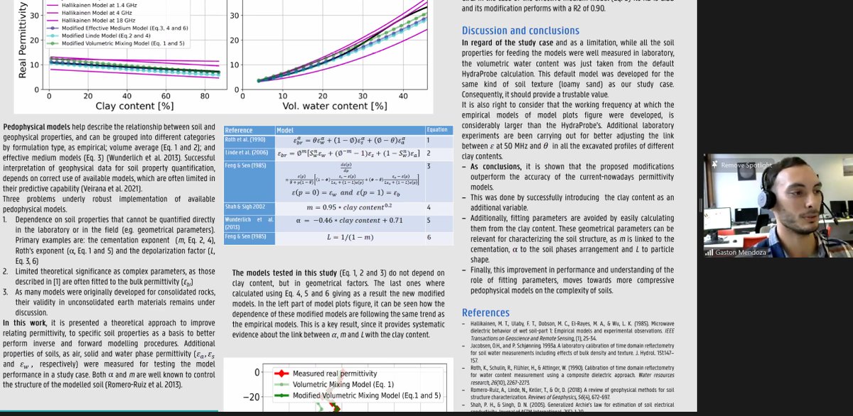 Gaston Mendoza is working on pedophysical models which help us understand the #permittivity signature of soils with the aim of using #geophysical techniques to characterize #soil properties. slideshare.net/soilbelgium/me… <a href="/soilbelgium/">SSSB</a>