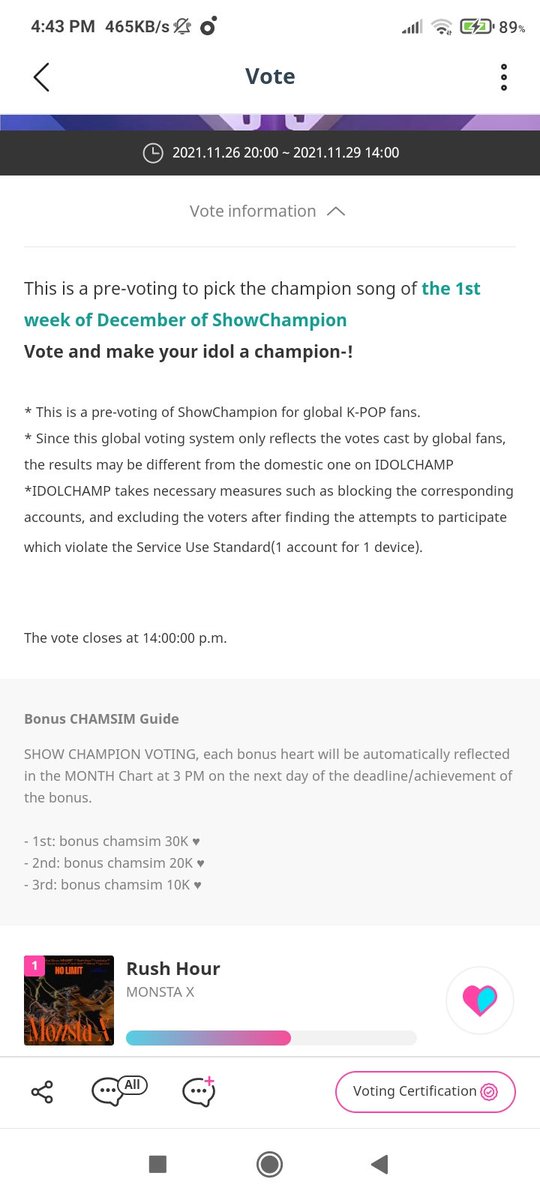 RamenhaeMXMB's tweet photo. Head over starpass and idol champ &amp; vote for Monsta X. We are nominated again and have chances for more 1st places, please widen the gap.
#RushHour #MONSTAX @OfficialMonstaX https://t.co/XJsRuMhPNT