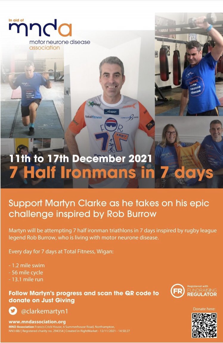 heyheyjude23's tweet image. Just in case anyone has been ‘Living under a Rock’ lately … this guy @clarkemartyn1 is undertaking a massive 7 HalfIronMans in 7 Days in December for @Rob7Burrow @LDShospcharity @MndaSouth @MNDA_WestYorks Awesome💙Hope to join him 4 a SHORT swim with @Davidmerrick18 Plz Donate🌻